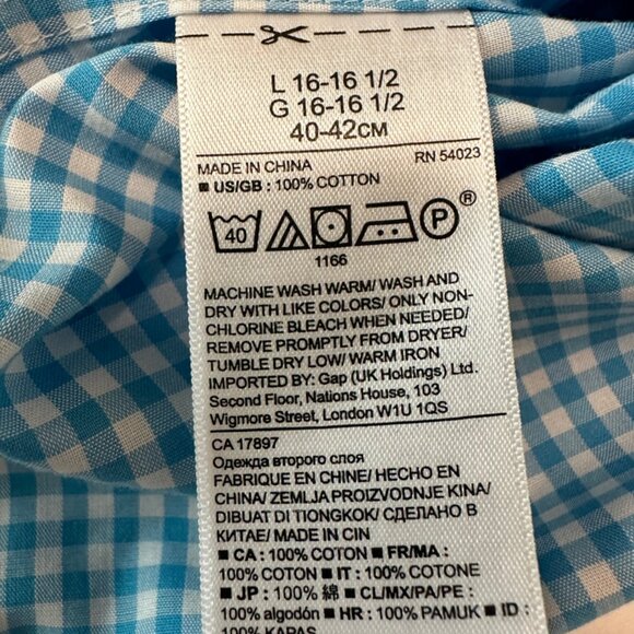 Banana Republic Grant Fit Stretch Long Sleeve Non Iron Blue Plaid Size L - Picture 7 of 8